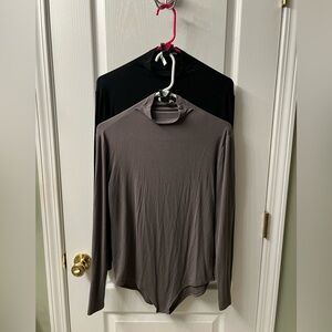 TWO FOR ONE Black and Gray Women's Bodysuits